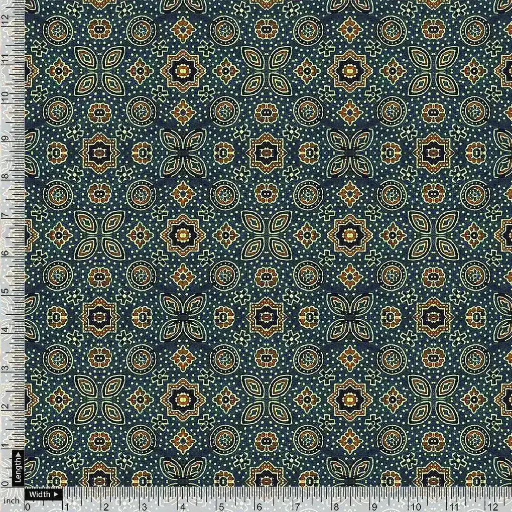 Stylized Medallion Motif Digital Printed Fabric - Weightless - FAB VOGUE Studio®
