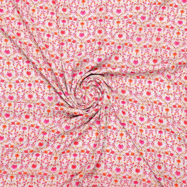 Art Nouveau Pink And Orange Flower Digital Printed Fabric - Weightless – we 0 ma02948 110 art nouveau pink and orange flower digital printed fabric weightless 1