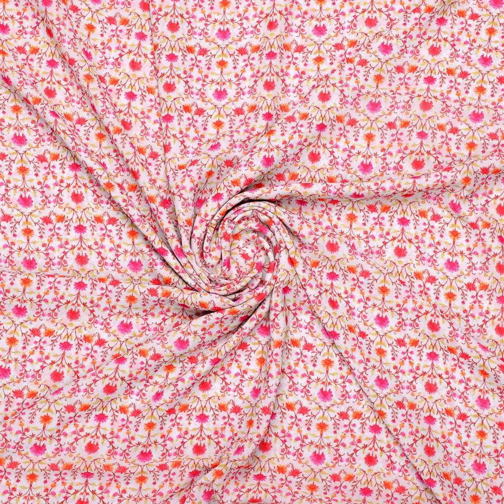 Art Nouveau Pink And Orange Flower Digital Printed Fabric - Weightless – we 0 ma02948 110 art nouveau pink and orange flower digital printed fabric weightless 1