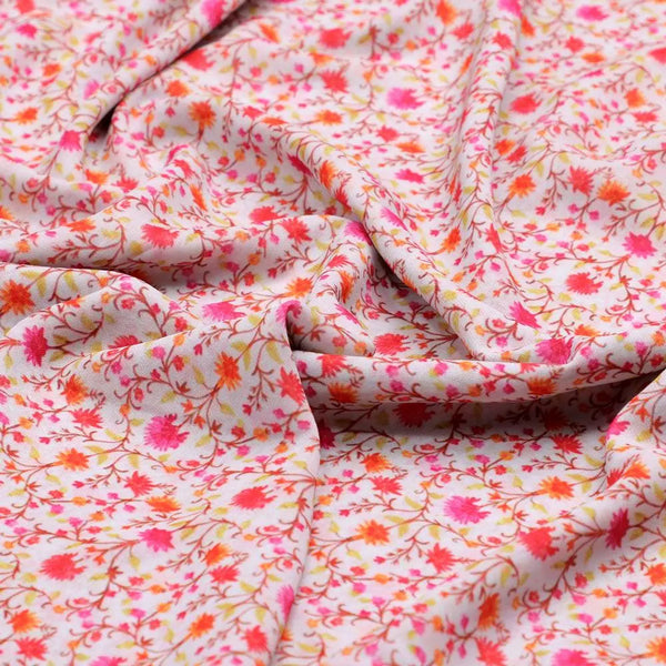 Art Nouveau Pink And Orange Flower Digital Printed Fabric - Weightless – we 0 ma02948 110 art nouveau pink and orange flower digital printed fabric weightless 2 - alternate view