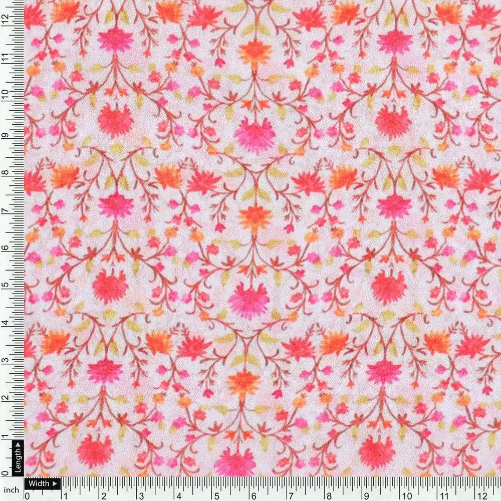 Art Nouveau Pink And Orange Flower Digital Printed Fabric - Weightless – we 0 ma02948 110 art nouveau pink and orange flower digital printed fabric weightless 4