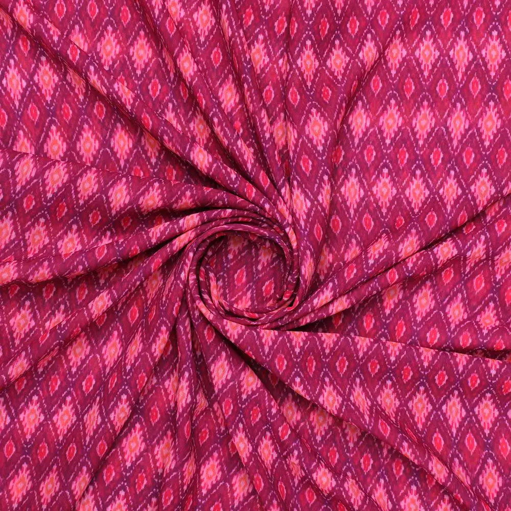 Classic Multi Pattern Ikat Pink Colour Digital Printed Fabric - Weightless – we 0 ma03331 110 classic multi pattern ikat pink colour digital printed fabric weightless 1