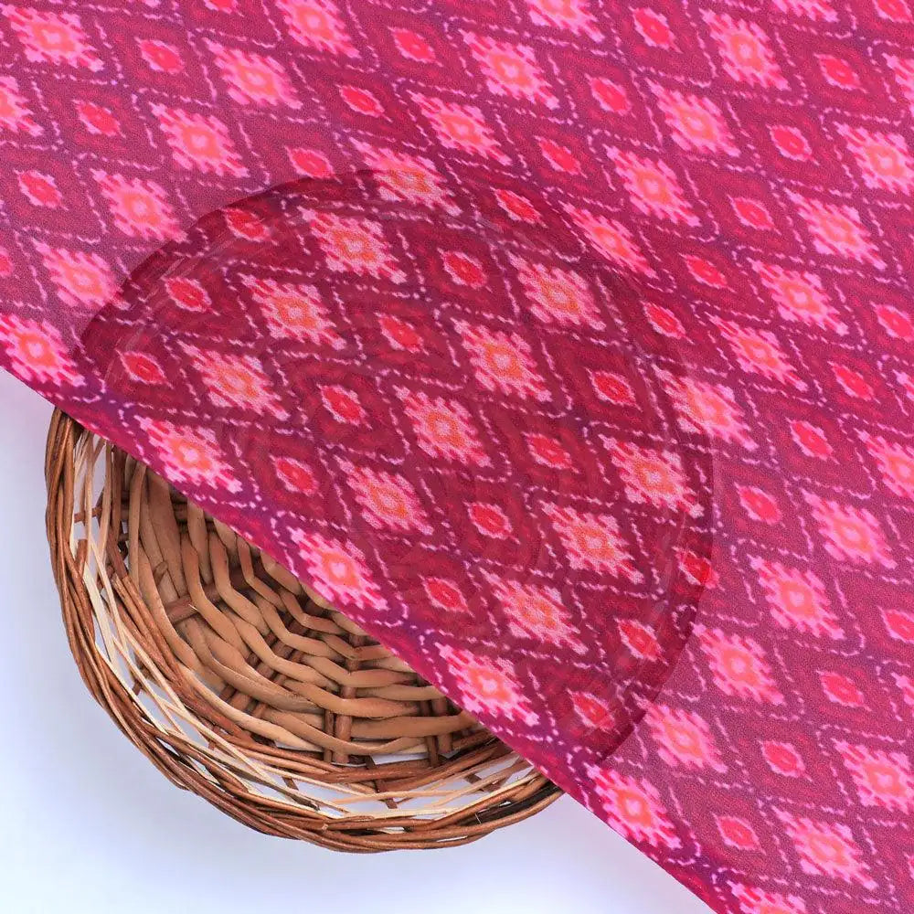 Classic Multi Pattern Ikat Pink Colour Digital Printed Fabric - Weightless – we 0 ma03331 110 classic multi pattern ikat pink colour digital printed fabric weightless 2