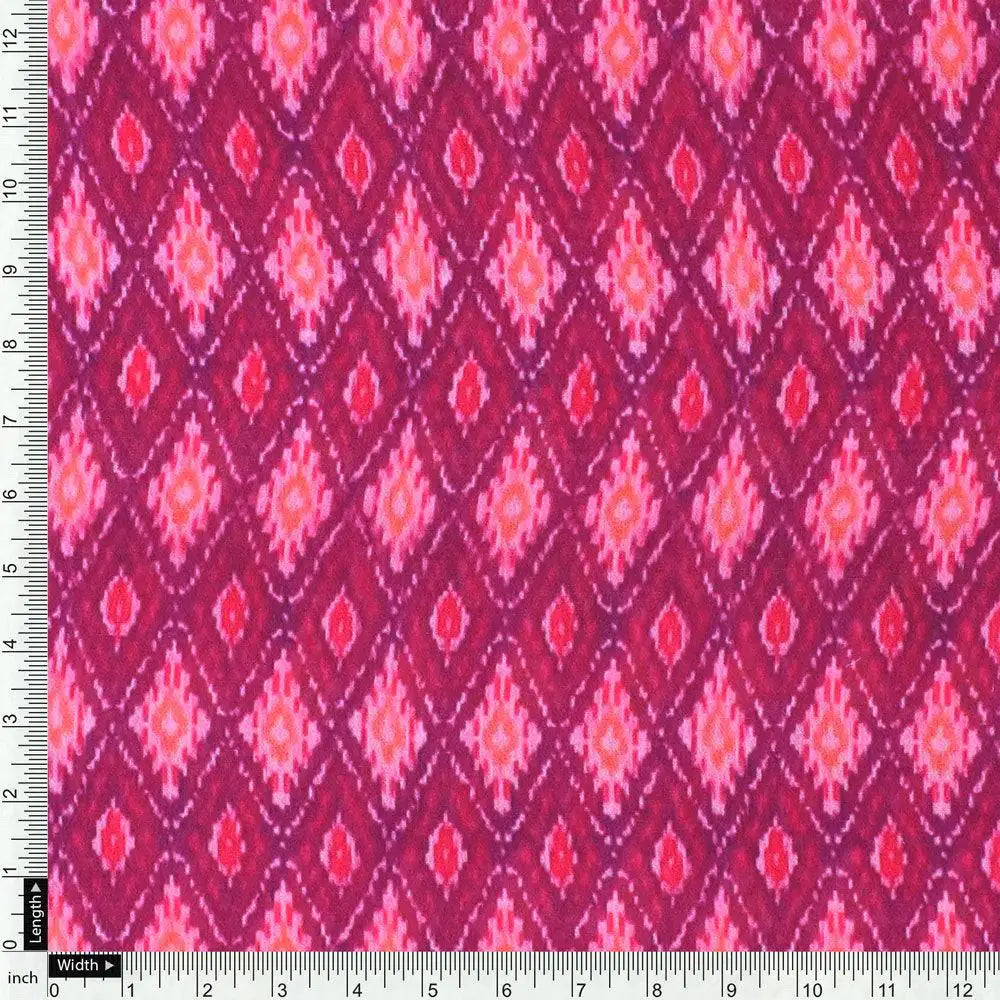 Classic Multi Pattern Ikat Pink Colour Digital Printed Fabric - Weightless – we 0 ma03331 110 classic multi pattern ikat pink colour digital printed fabric weightless 4