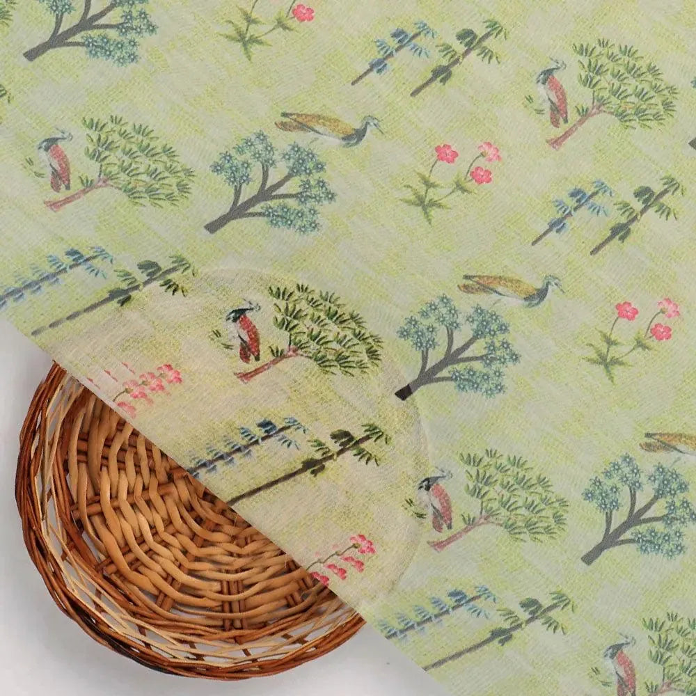 Pista Chinoiserie With Birds Digital Printed Fabric - Weightless - FAB VOGUE Studio®