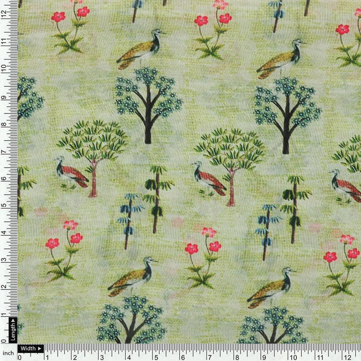 Pista Chinoiserie With Birds Digital Printed Fabric - Weightless - FAB VOGUE Studio®