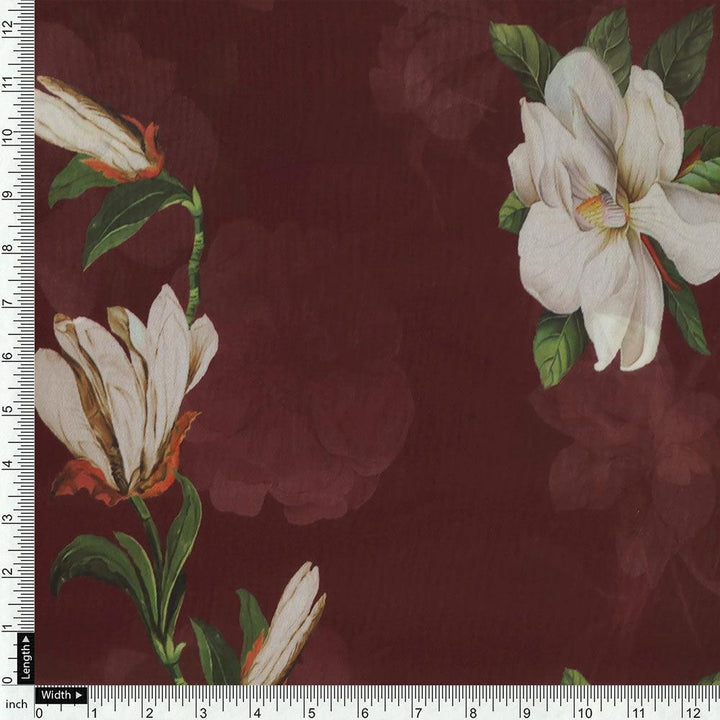 Big White Flower Repeat Digital Printed Fabric - Weightless - FAB VOGUE Studio®