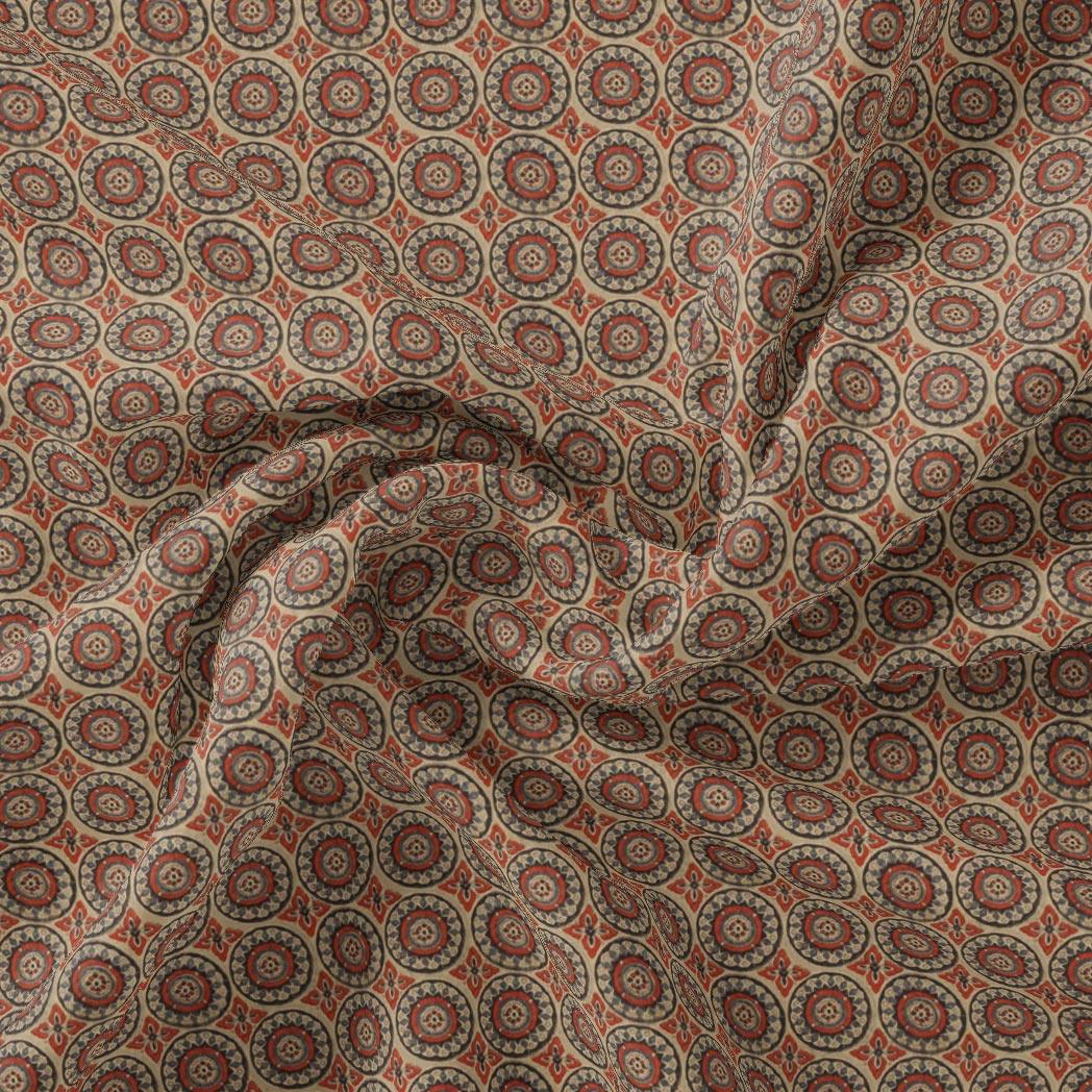 Browny Abstract Circle Repeat Digital Printed Fabric - Weightless - FAB VOGUE Studio®