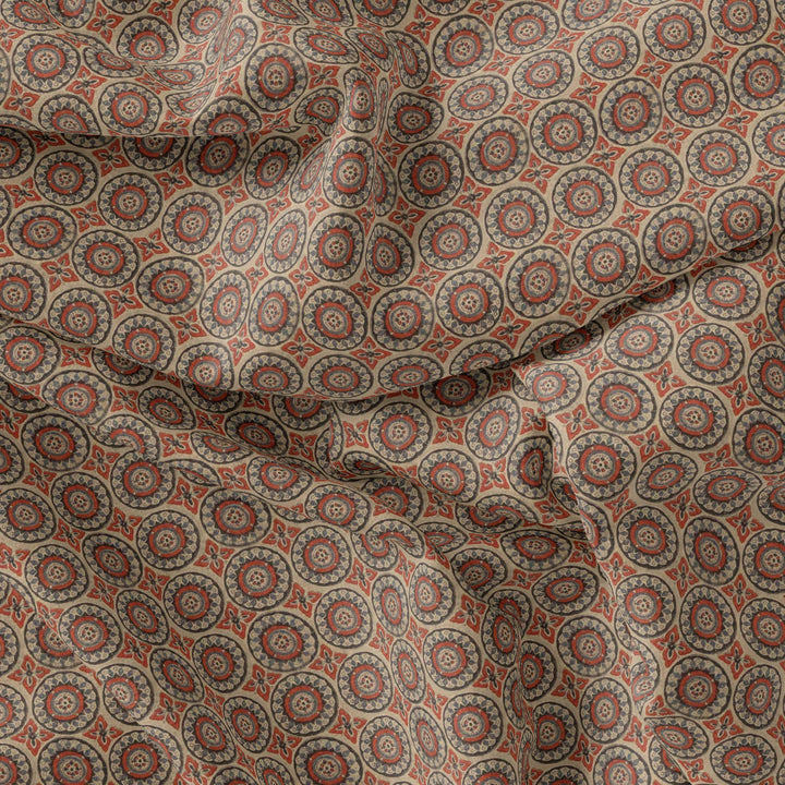 Browny Abstract Circle Repeat Digital Printed Fabric - Weightless - FAB VOGUE Studio®
