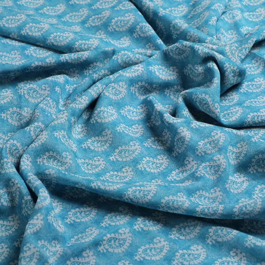 Morden Mango Leaves With Gumbo Colour Digital Printed Fabric - Weightless – we 0 ma0694 110 morden mango leaves with gumbo colour digital printed fabric weightless 3