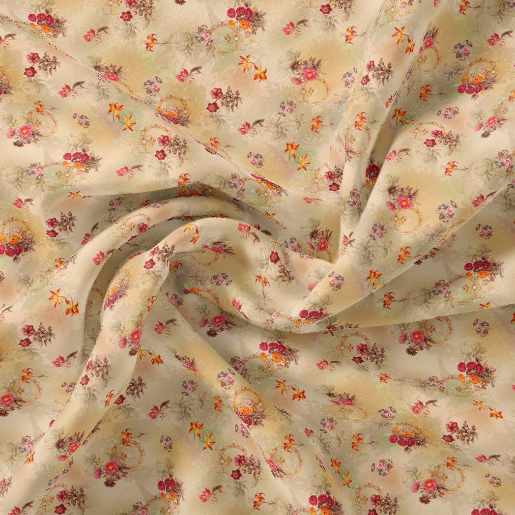 Vintage Seamles Spoted Floral Digital Printed Fabric - Weightless - FAB VOGUE Studio®