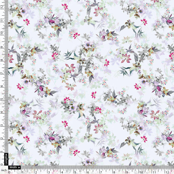 Tiny Iris With Leaves Digital Printed Fabric - Weightless - FAB VOGUE Studio®