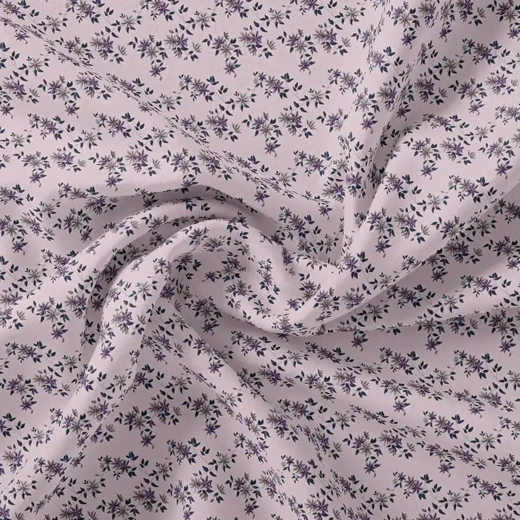 Tiny Blue Leaves With Flower Digital Printed Fabric - Weightless – we 0 ma08640 110 tiny blue leaves with flower digital printed fabric weightless 1