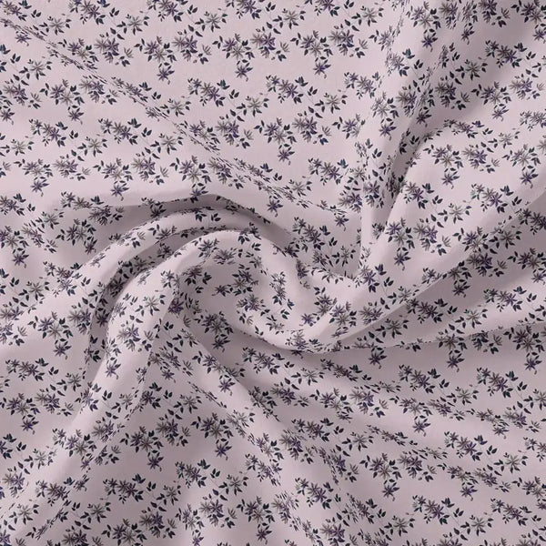 Tiny Blue Leaves With Flower Digital Printed Fabric - Weightless – we 0 ma08640 110 tiny blue leaves with flower digital printed fabric weightless 1