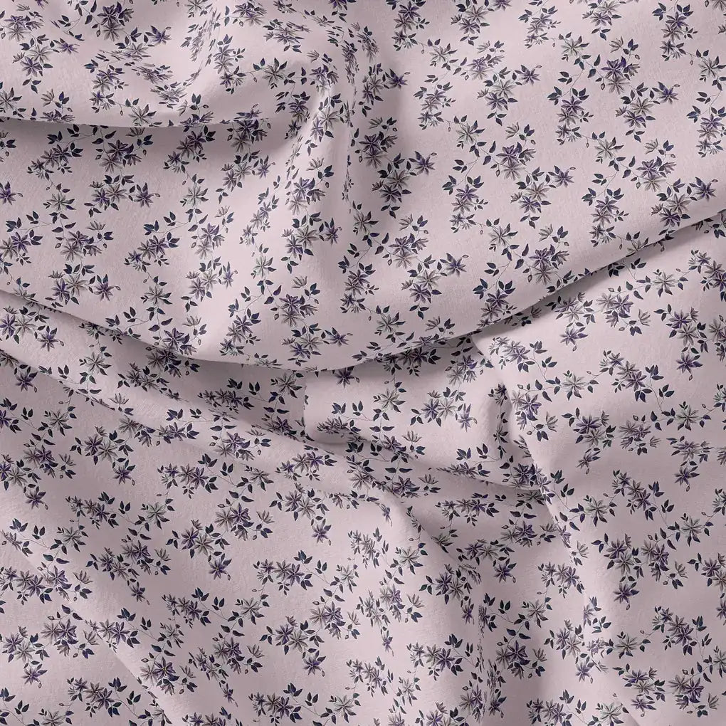 Tiny Blue Leaves With Flower Digital Printed Fabric - Weightless – we 0 ma08640 110 tiny blue leaves with flower digital printed fabric weightless 4