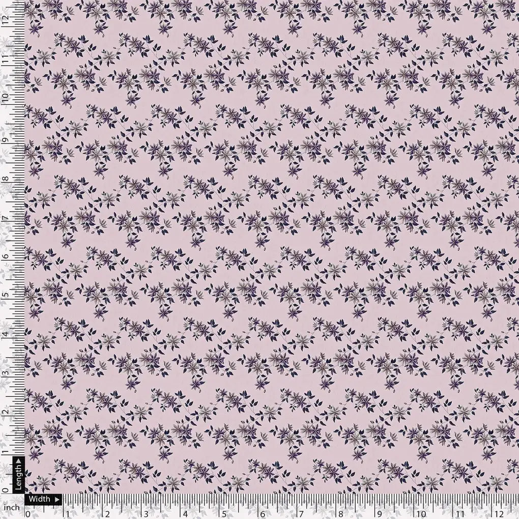 Tiny Blue Leaves With Flower Digital Printed Fabric - Weightless – we 0 ma08640 110 tiny blue leaves with flower digital printed fabric weightless 5