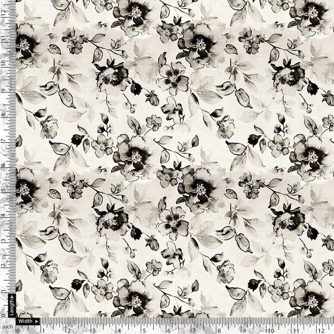 Black And White Orchid Digital Printed Fabric - Weightless - FAB VOGUE Studio®