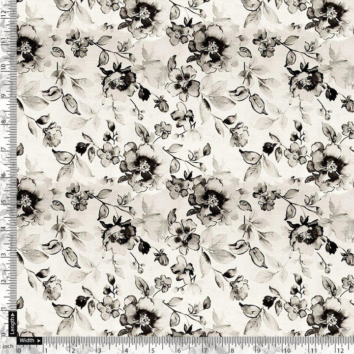 Black And White Orchid Digital Printed Fabric - Weightless - FAB VOGUE Studio®