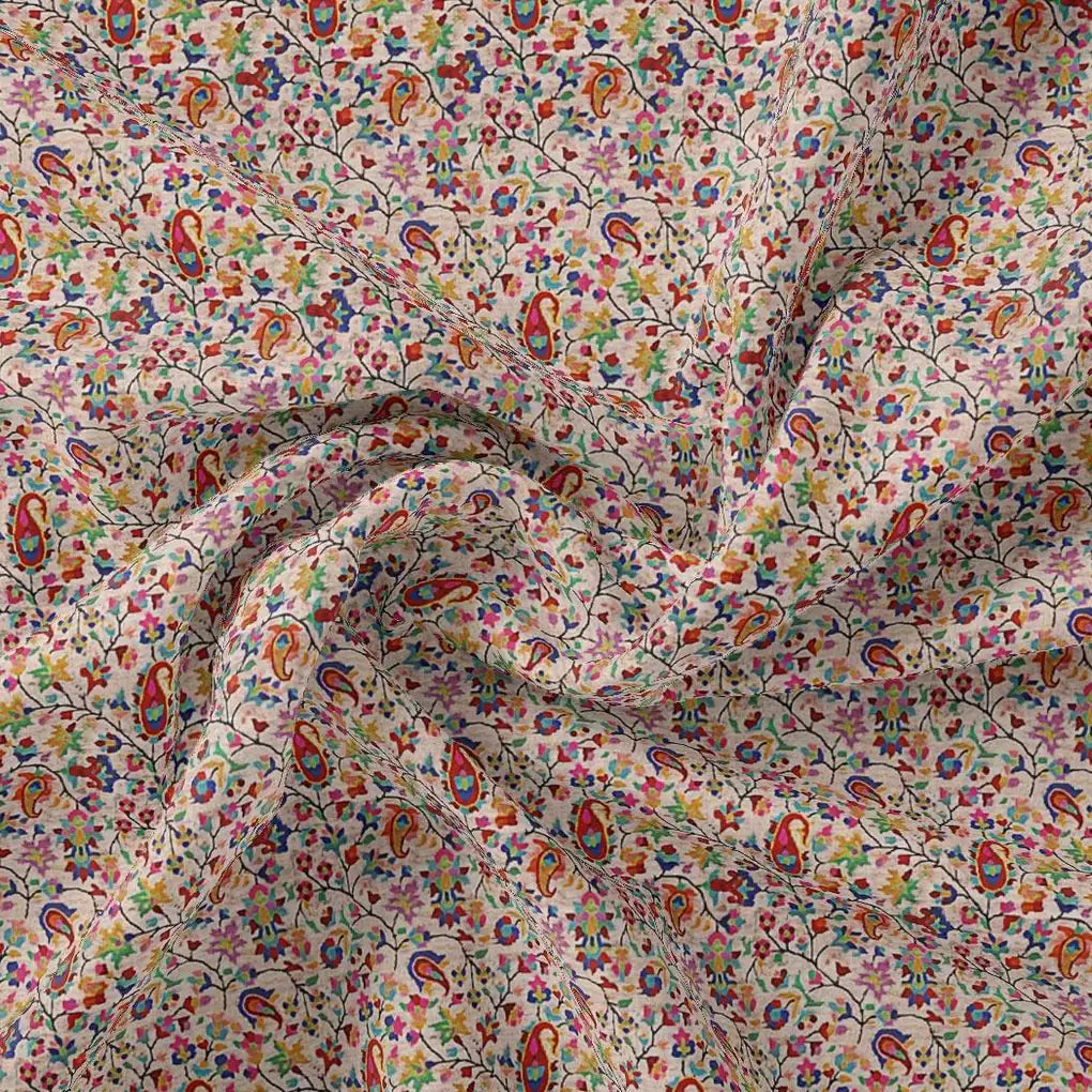 Multicolour Paisley With Buds Leaves Digital Printed Fabric - Weightless – we 0 ma14676 110 multicolour paisley with buds leaves digital printed fabric weightless 1