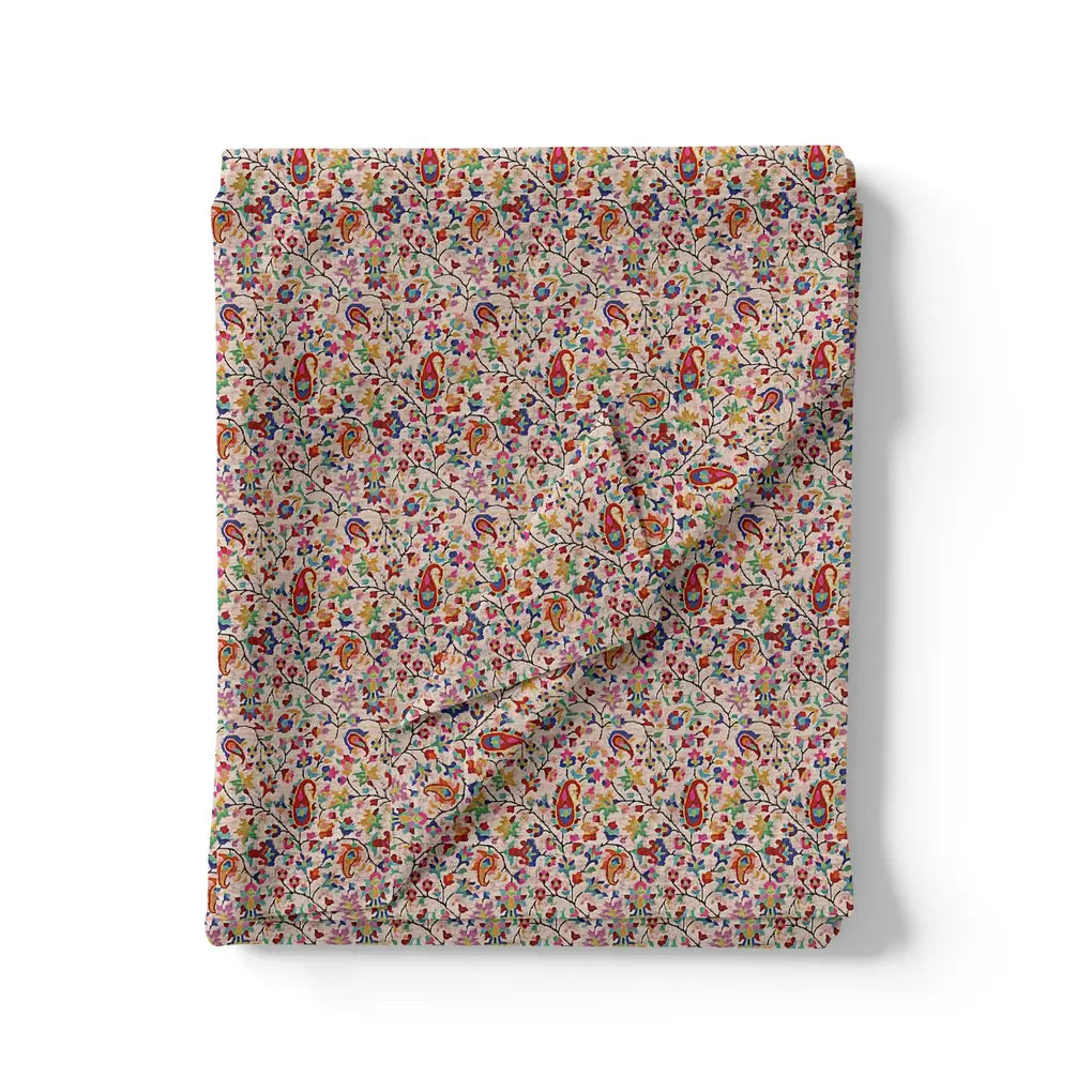 Multicolour Paisley With Buds Leaves Digital Printed Fabric - Weightless – we 0 ma14676 110 multicolour paisley with buds leaves digital printed fabric weightless 3