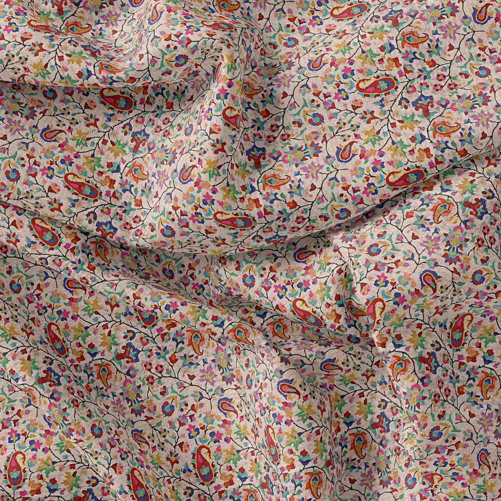 Multicolour Paisley With Buds Leaves Digital Printed Fabric - Weightless – we 0 ma14676 110 multicolour paisley with buds leaves digital printed fabric weightless 4