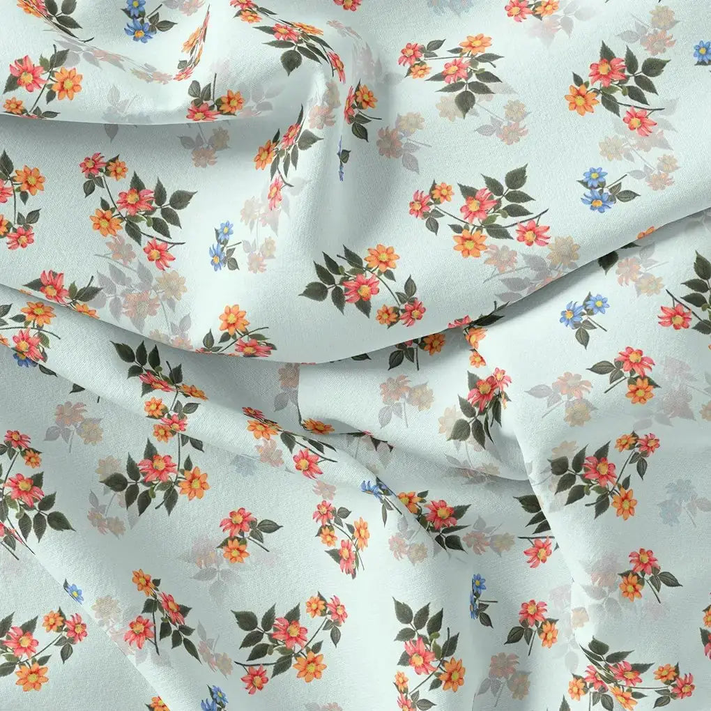 Floating Yellow Sunflower With Green Leaves Digital Printed Fabric - Weightless – we 0 ta 05696 110 floating yellow sunflower with green leaves digital printed fabric weightless 1