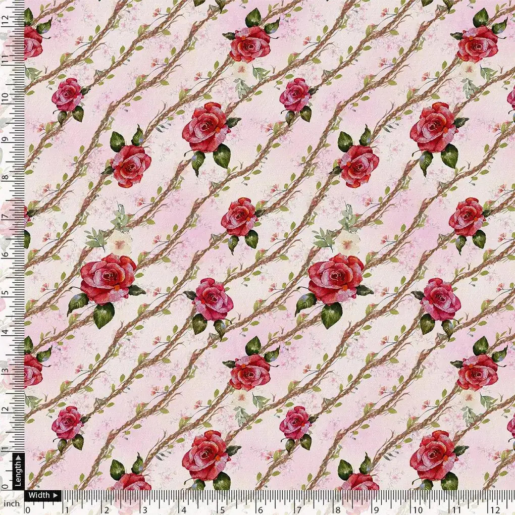 Autumnal Red Roses With Leaves Digital Printed Fabric - Weightless – we 0 ta 06478 110 autumnal red roses with leaves digital printed fabric weightless 4