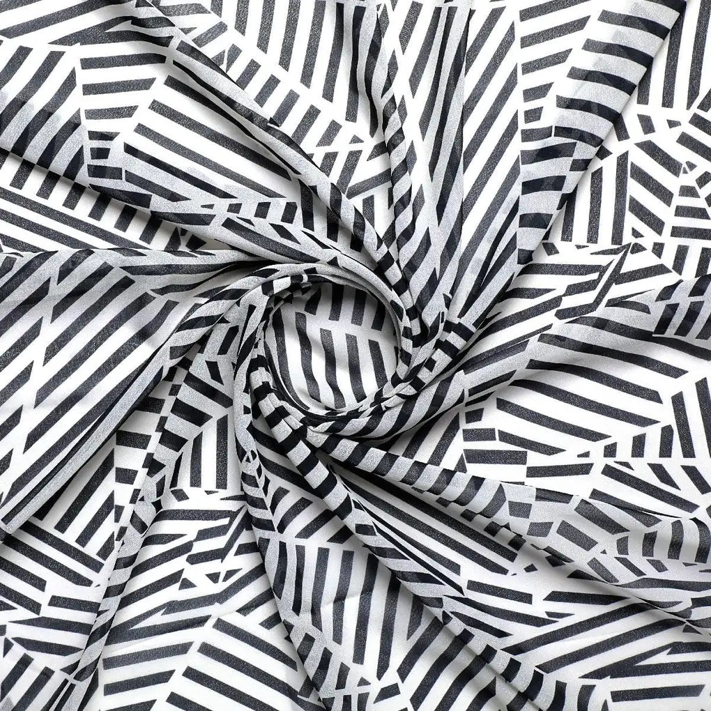 Attractive Black Strips With Bone Colour Digital Printed Fabric - Weightless – we 0 ta0078 110 attractive black strips with bone colour digital printed fabric weightless 1
