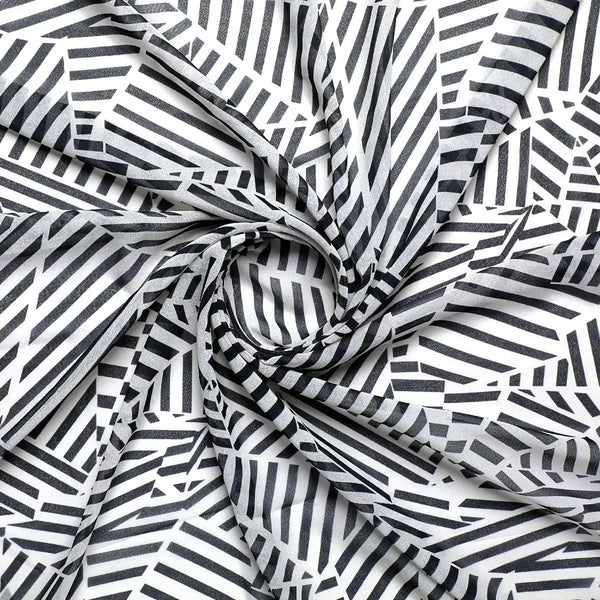 Attractive Black Strips With Bone Colour Digital Printed Fabric - Weightless – we 0 ta0078 110 attractive black strips with bone colour digital printed fabric weightless 1