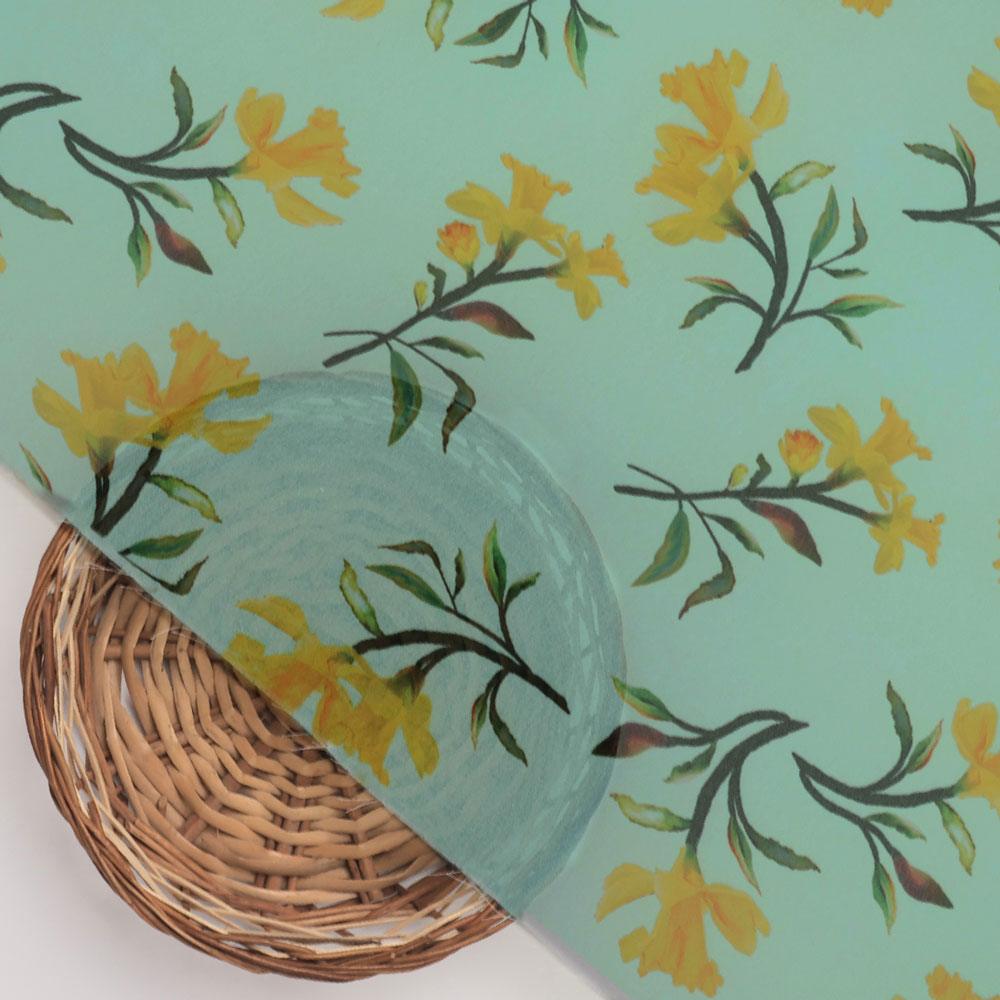 Seamles Yellow Floral Digital Printed Fabric - FAB VOGUE Studio®