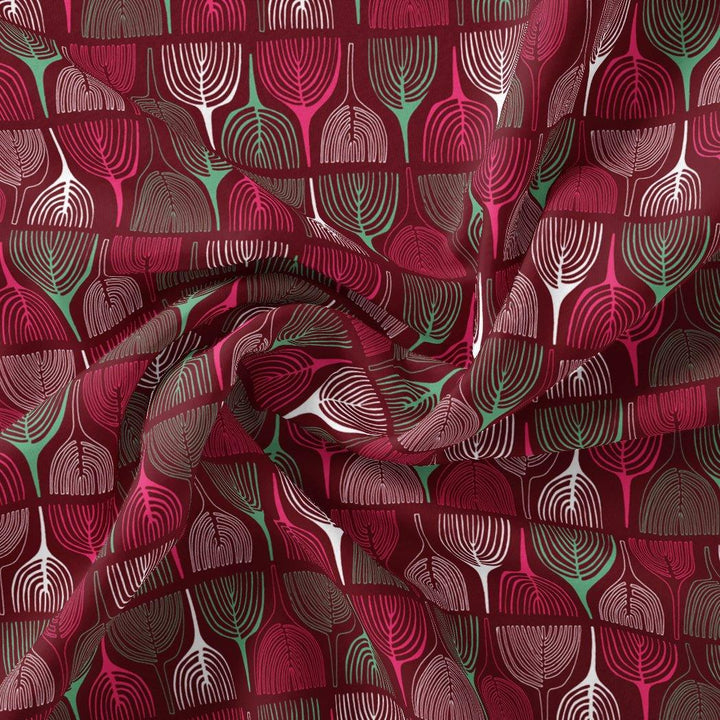 Bold Colourful Mahogany Leaf Digital Printed Fabric - Weightless - FAB VOGUE Studio®