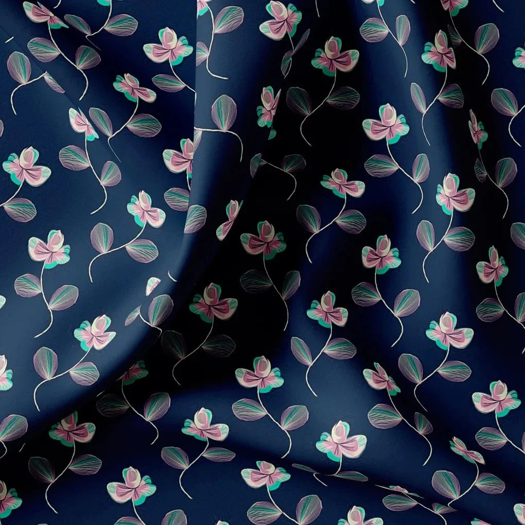 Flowers Floating over Blue Base Digital Printed Fabric – we 0 ta03001 110 flowers floating over blue base digital printed fabric 1