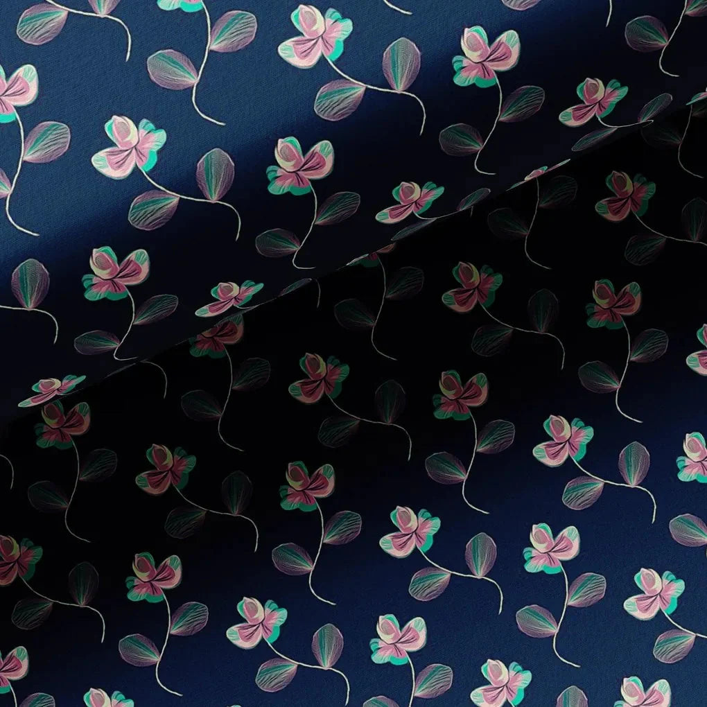 Flowers Floating over Blue Base Digital Printed Fabric – we 0 ta03001 110 flowers floating over blue base digital printed fabric 3