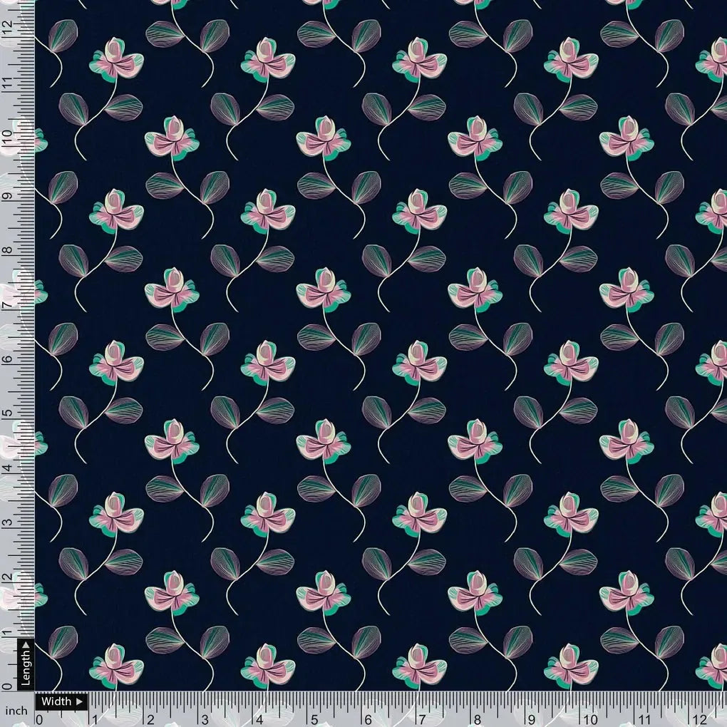 Flowers Floating over Blue Base Digital Printed Fabric – we 0 ta03001 110 flowers floating over blue base digital printed fabric 4