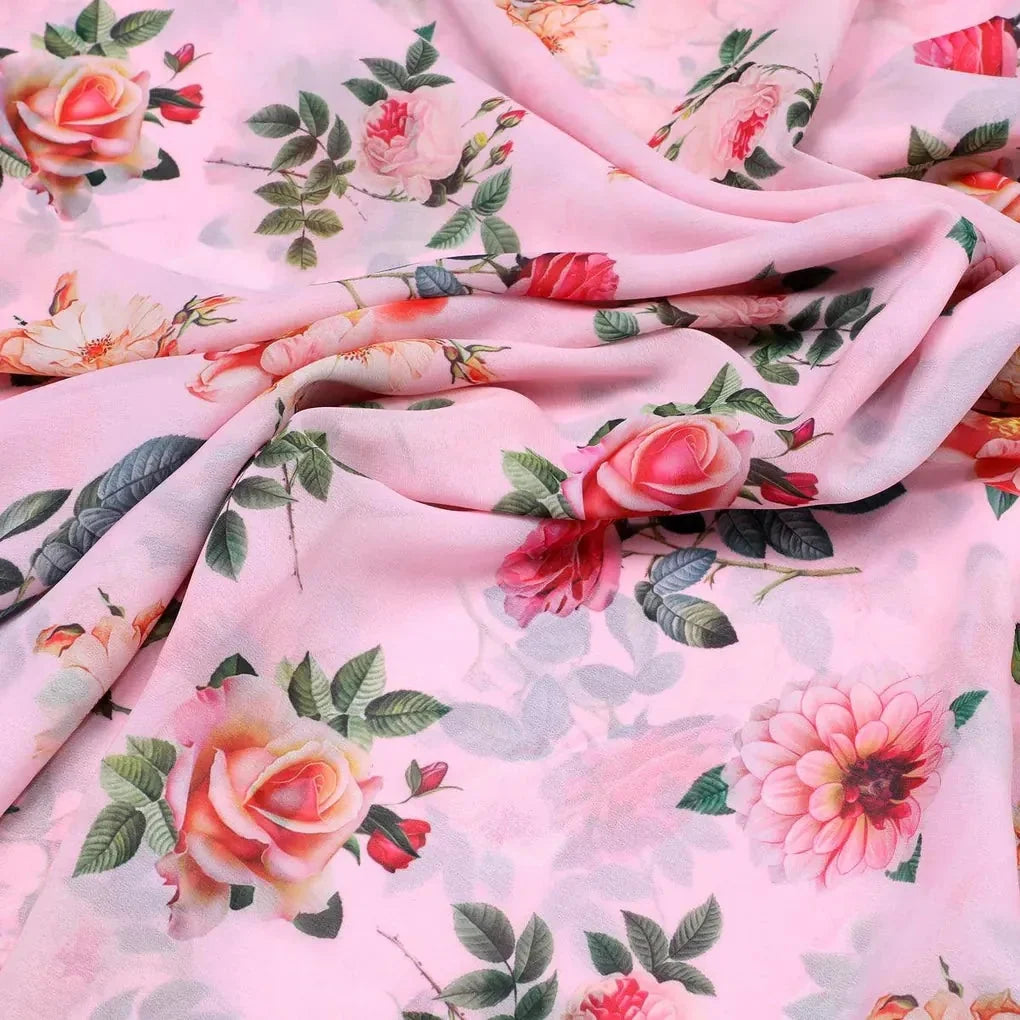 Pink And Peach Roses Allover Digital Printed Fabric - Weightless – we 0 ta05620p4 110 pink and peach roses allover digital printed fabric weightless 3