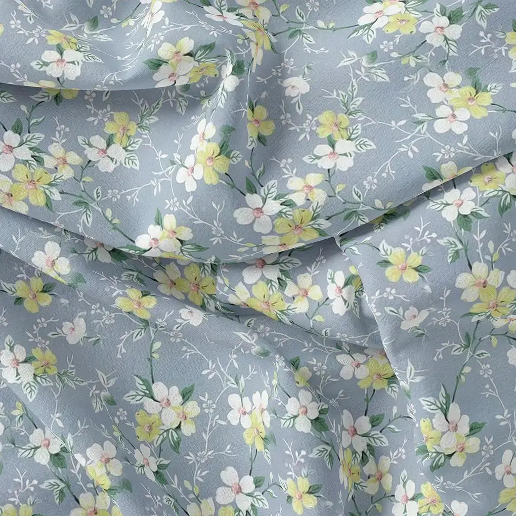 Beautiful White Jasmine Valley Flower Digital Printed Fabric - Weightless – we 0 ta05677 110 beautiful white jasmine valley flower digital printed fabric weightless 1