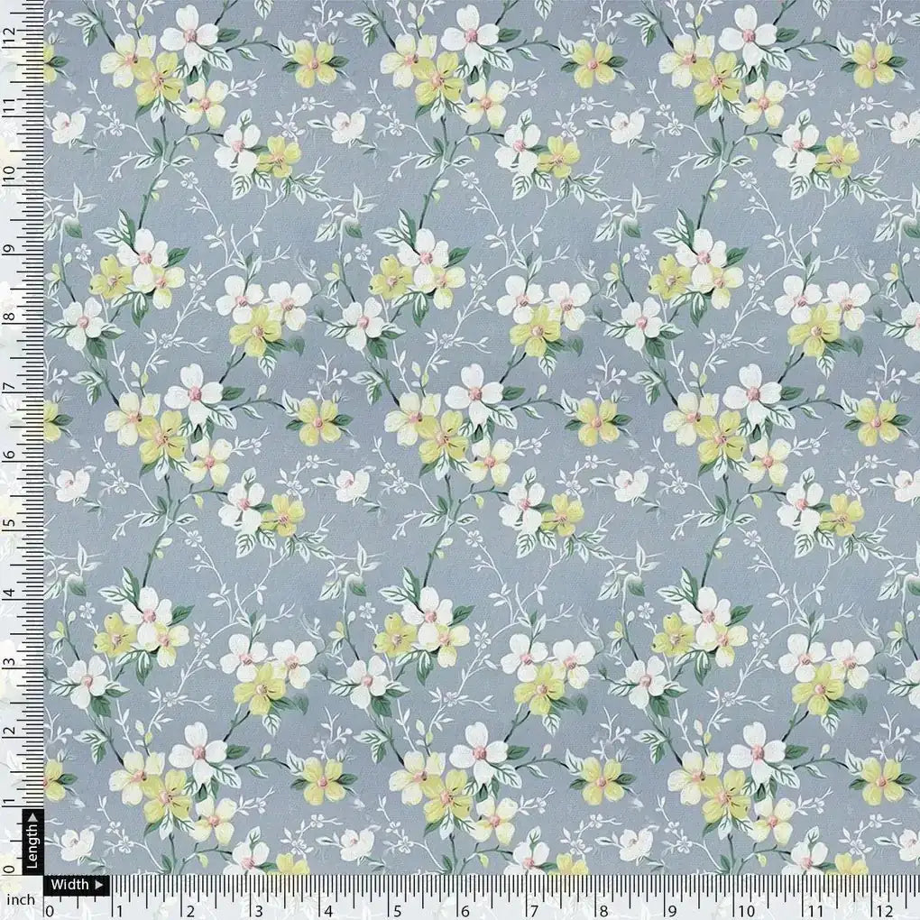 Beautiful White Jasmine Valley Flower Digital Printed Fabric - Weightless – we 0 ta05677 110 beautiful white jasmine valley flower digital printed fabric weightless 4
