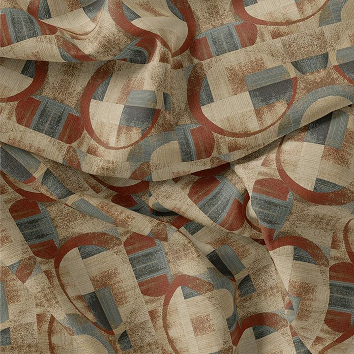 Dusty Looked Brown Abstract Motif Digital Printed Fabric - Weightless - FAB VOGUE Studio®