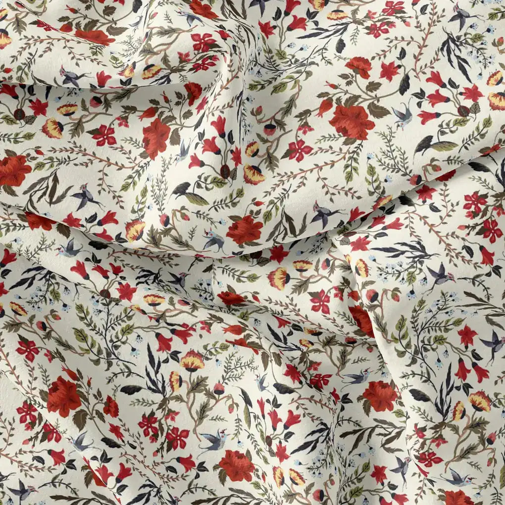 Jungle Wally Of Flower With Humming Bird Digital Printed Fabric - Weightless – we 0 ta05760 110 jungle wally of flower with humming bird digital printed fabric weightless 3