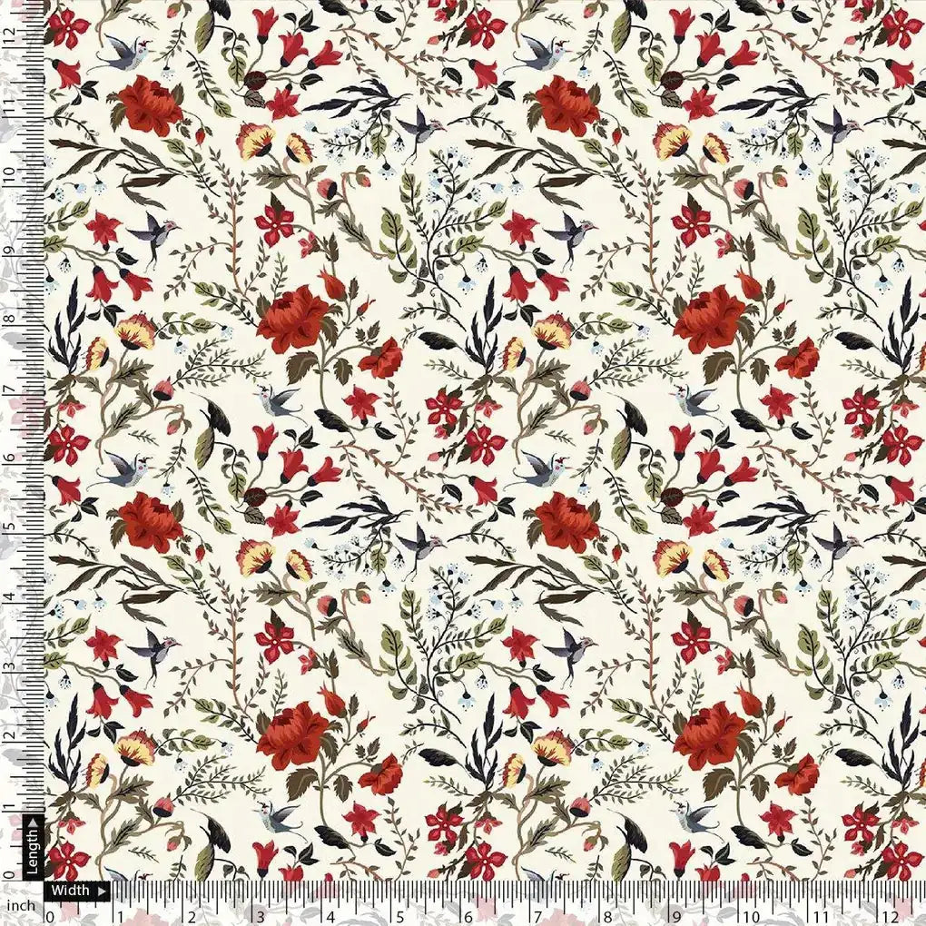 Jungle Wally Of Flower With Humming Bird Digital Printed Fabric - Weightless – we 0 ta05760 110 jungle wally of flower with humming bird digital printed fabric weightless 4