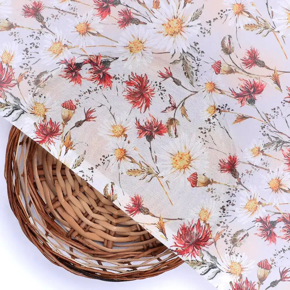 Daisy Branch Of White Flower Digital Printed Fabric - Weightless – we 0 ta06071 110 daisy branch of white flower digital printed fabric weightless 2