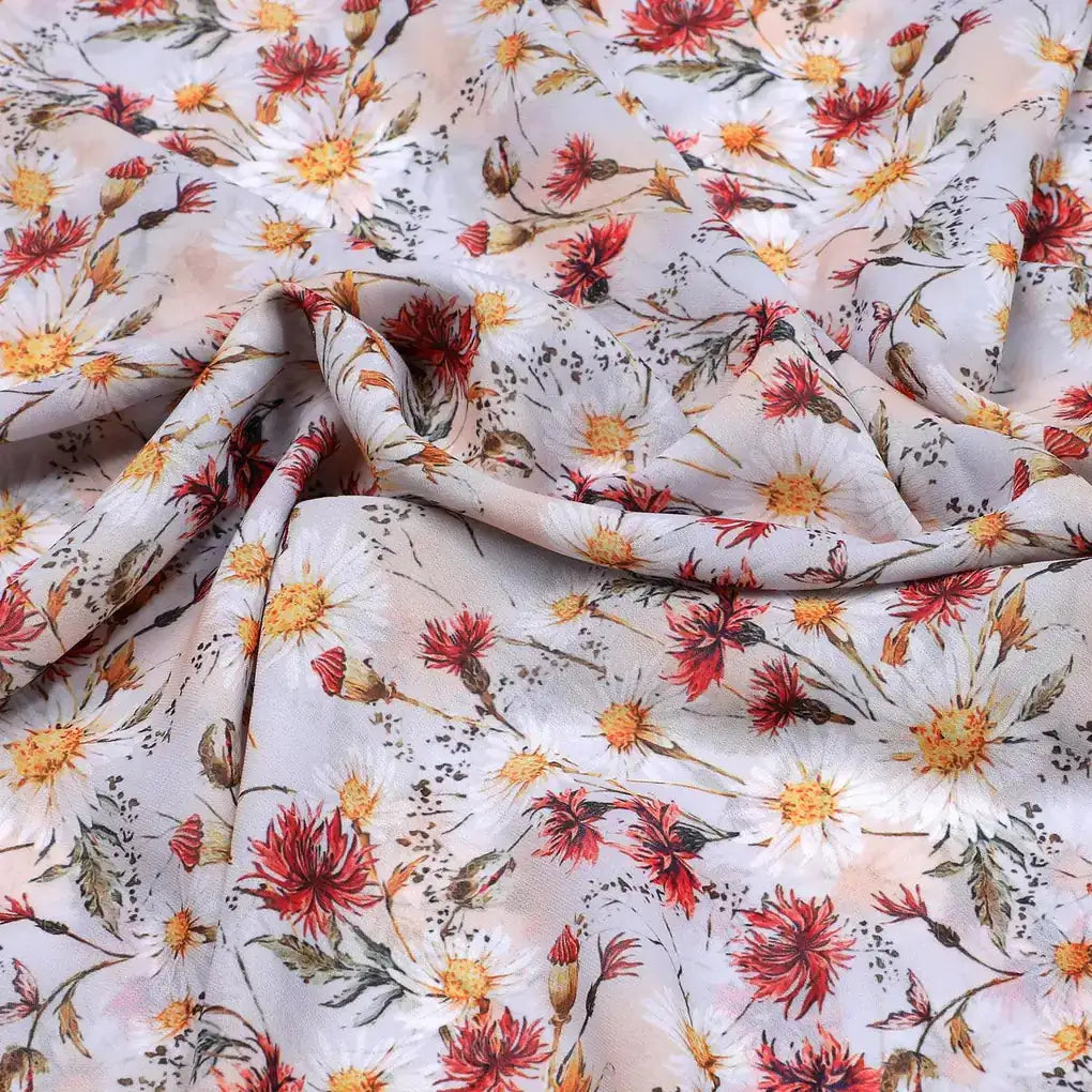Daisy Branch Of White Flower Digital Printed Fabric - Weightless – we 0 ta06071 110 daisy branch of white flower digital printed fabric weightless 3