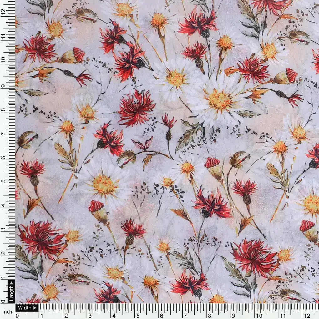 Daisy Branch Of White Flower Digital Printed Fabric - Weightless – we 0 ta06071 110 daisy branch of white flower digital printed fabric weightless 4