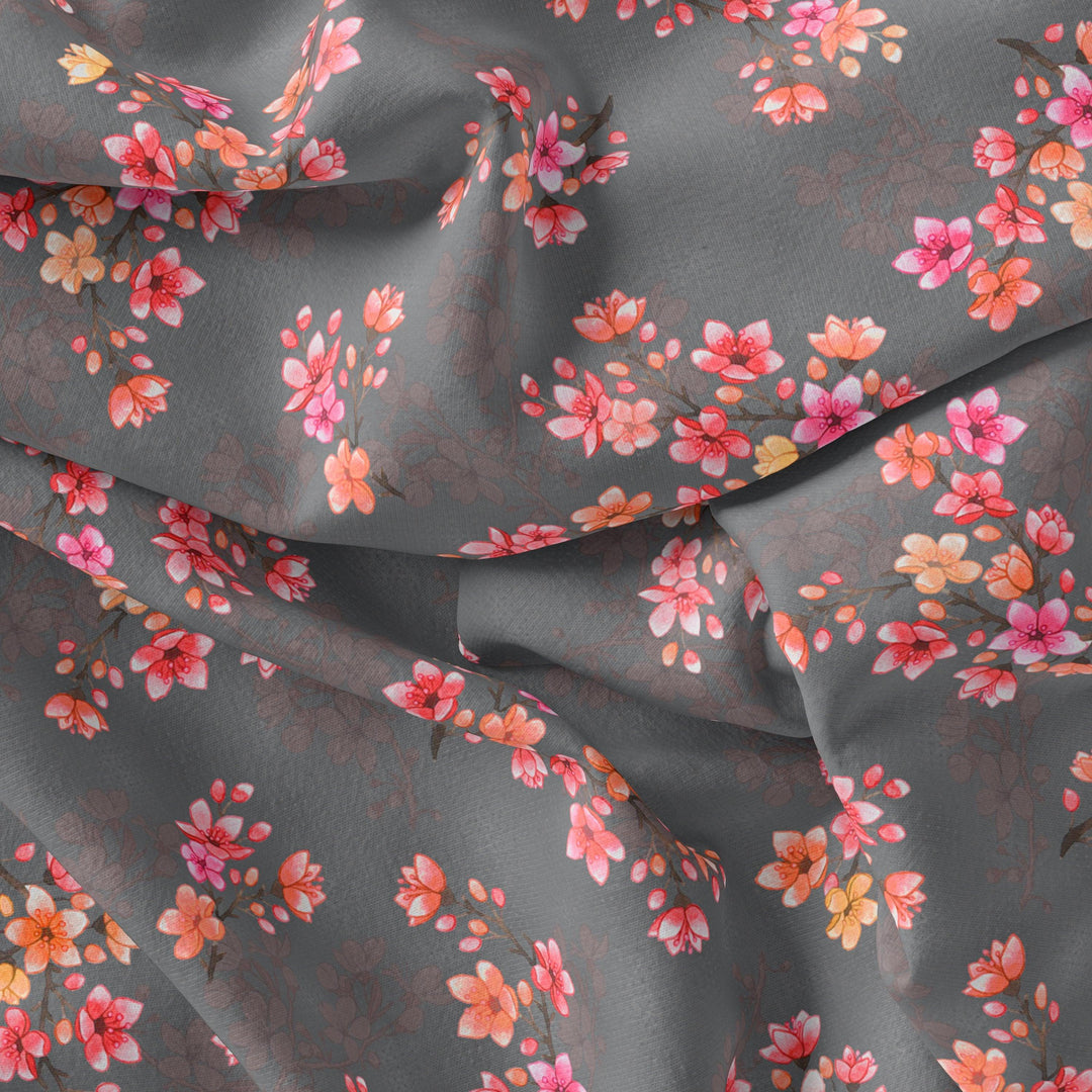 Pinkish Flower Bunch Repeat Digital Printed Fabric - Weightless - FAB VOGUE Studio®