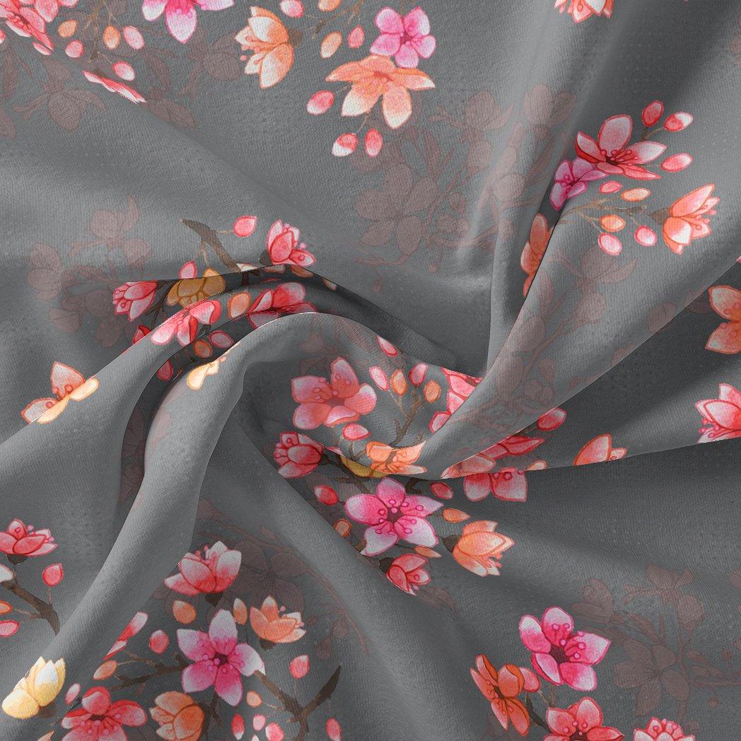 Pinkish Flower Bunch Repeat Digital Printed Fabric - Weightless - FAB VOGUE Studio®