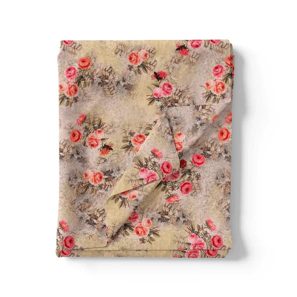 Vintage Art Of Roses With Leaves Digital Printed Fabric - Weightless – we 0 ta06278c 110 vintage art of roses with leaves digital printed fabric weightless 3
