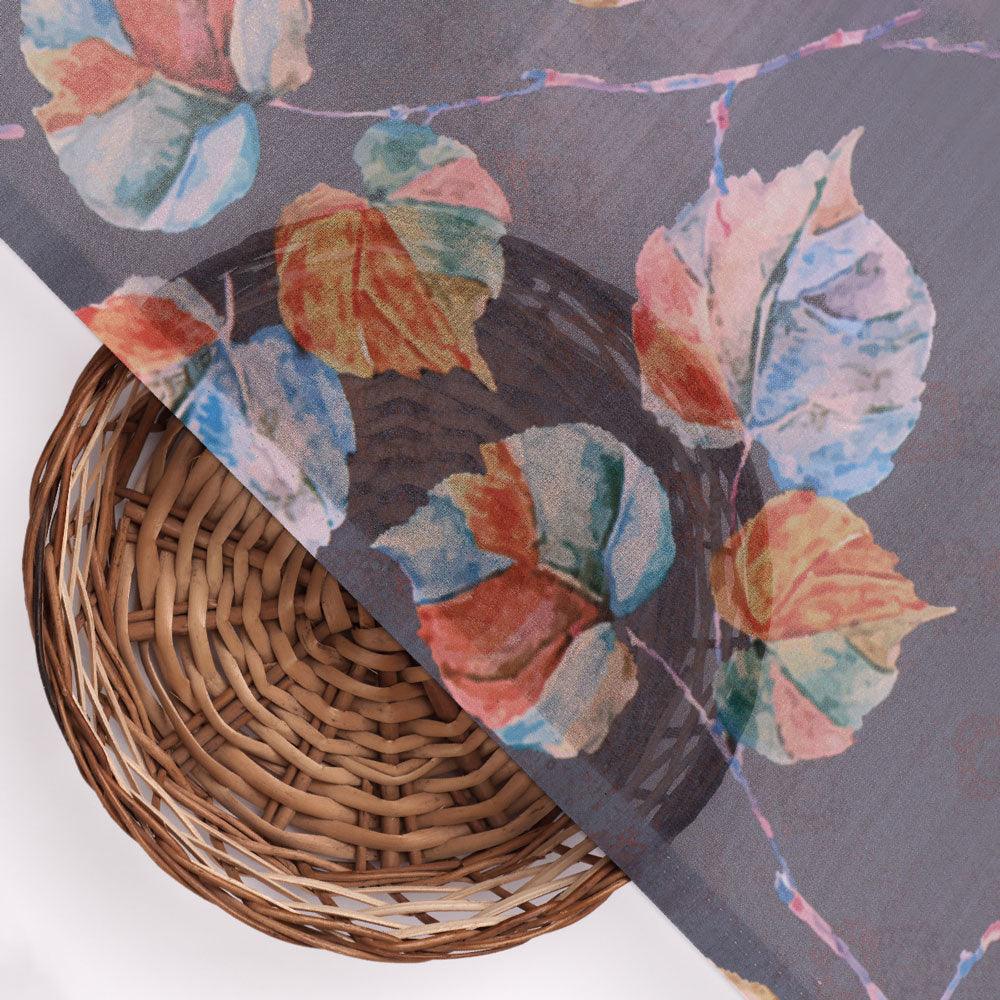 Colourful Floating Leaves Digital Printed Fabric - Weightless - FAB VOGUE Studio®