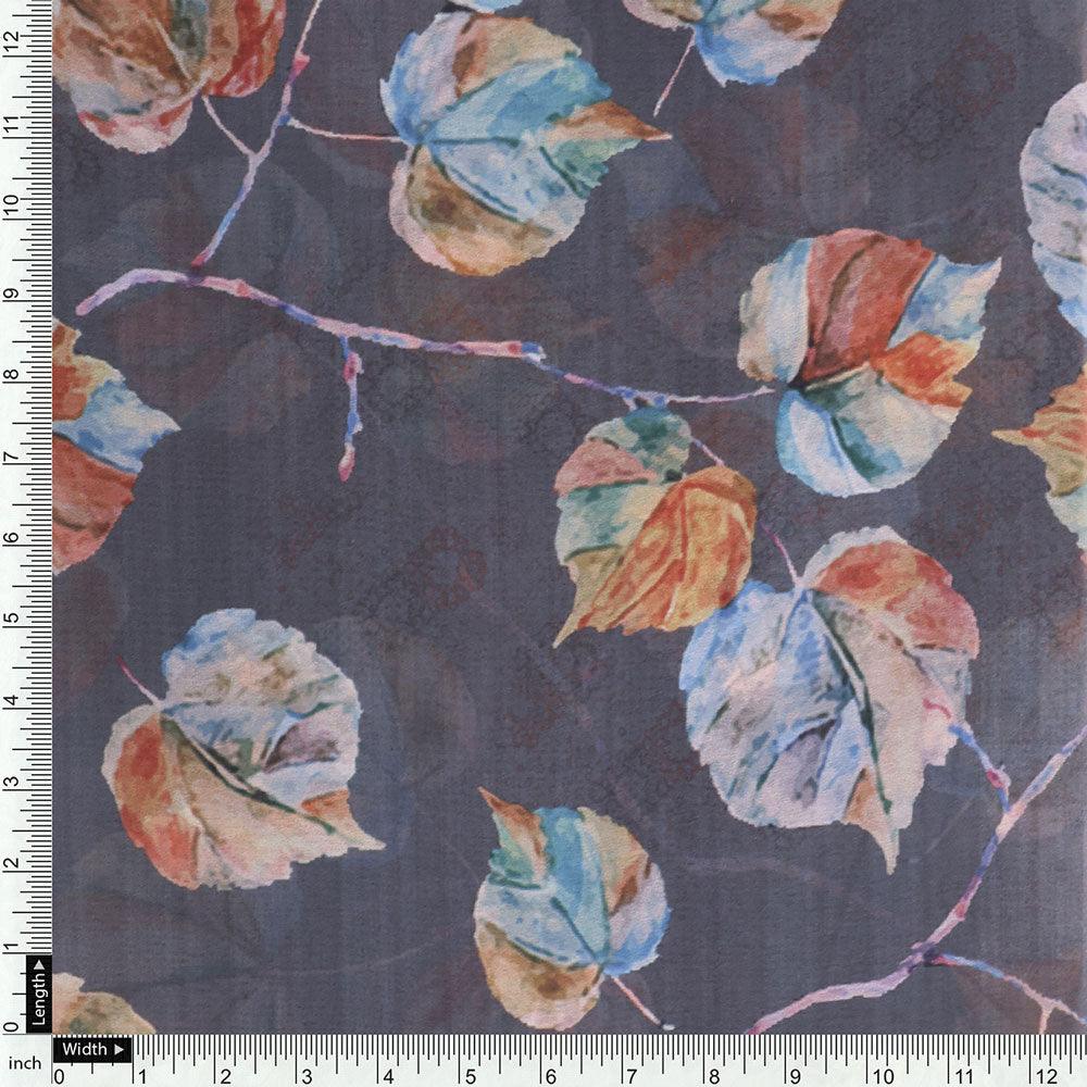 Colourful Floating Leaves Digital Printed Fabric - Weightless - FAB VOGUE Studio®