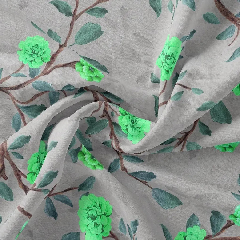 Green Flower And Brach Digital Printed Fabric - Weightless – we 0 ta06641p2 110 green flower and brach digital printed fabric weightless 1
