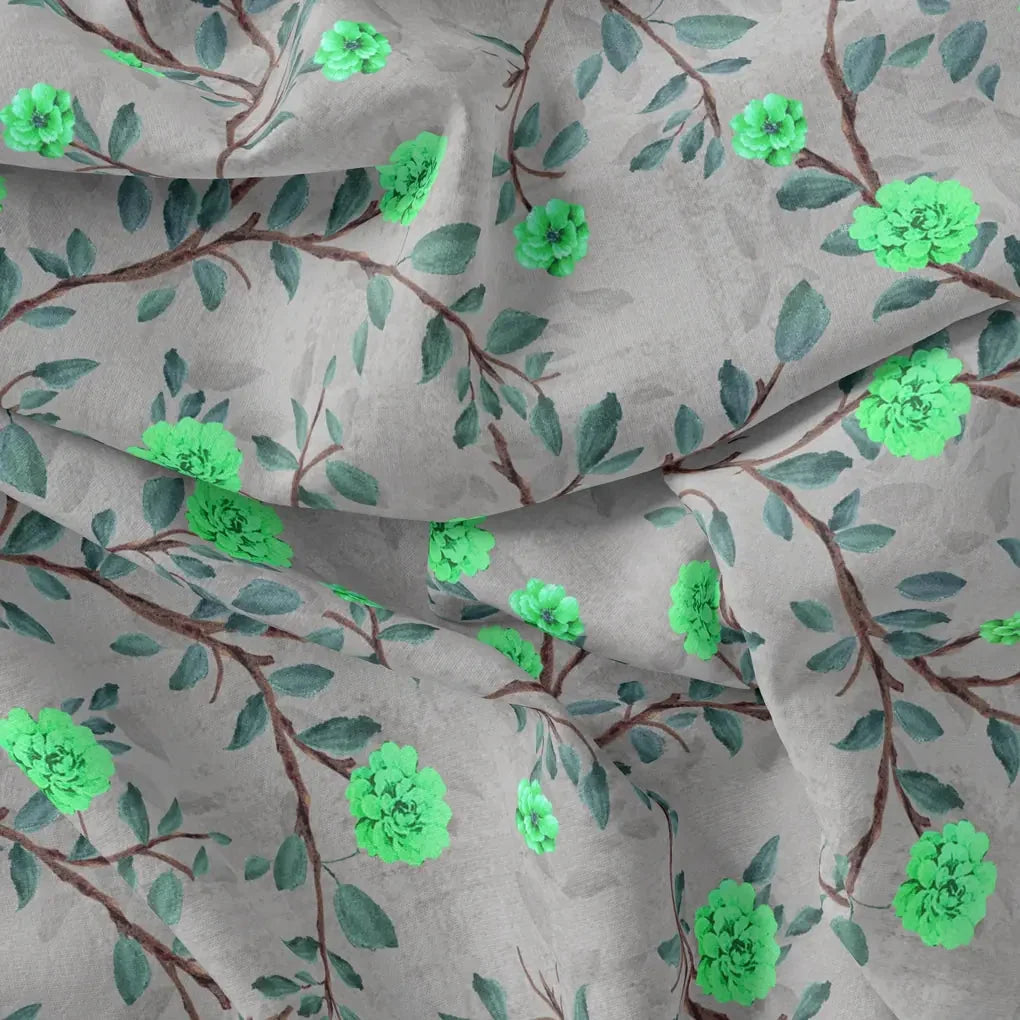Green Flower And Brach Digital Printed Fabric - Weightless – we 0 ta06641p2 110 green flower and brach digital printed fabric weightless 3